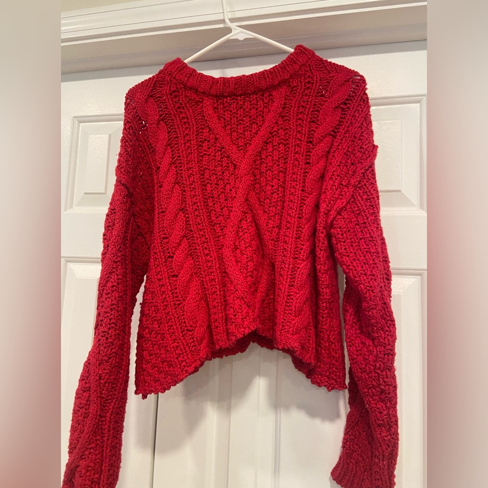 Free People Cutting Edge Cable Cropped Sweater